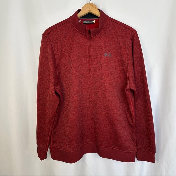 Under Armour Sweater Pullover Mens Size XL 1/4 Zip Storm Red Maroon Burgundy - Picture 2 of 15